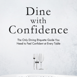 Dine with Confidence minimalistic and elegant ebook cover on dining etiquette by Manners with Kristine