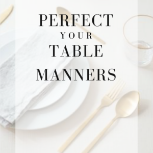 Table setting minimalistic and elegant ebook cover on dining etiquette by Manners with Kristine