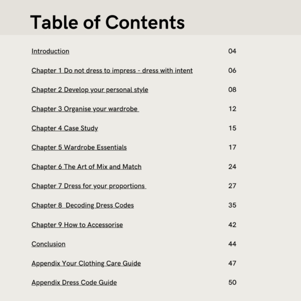 Table of Contents I have Nothing to Wear